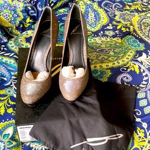 B Brian Atwood Silver Multi Metallic Shimmer Heels